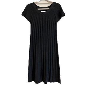 Calvin Klein Cable Knit Midi Dress, Charcoal Gray, Cap Sleeve, Women's Medium